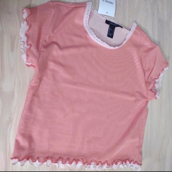 Forever 21 | Tops | Y2k Coral Pink Pastel Pink Double Layered Sheer ...